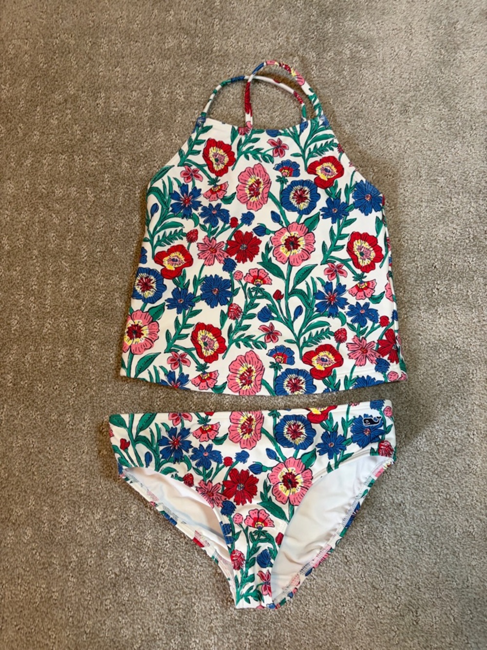 Vineyard Vines Girls Floral Tankini Set - White, Pink, Blue, Green, Red